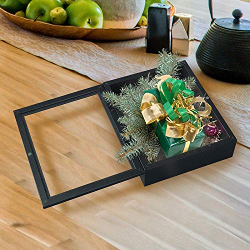 Muzilife 8x10 Shadow Box Picture Frame - 2.16" Interior Deep Wood & Glass Display Case Ready to Hang Memory Box Baby Sports Memorabilia, Wedding, Tickets, and Photos, Black