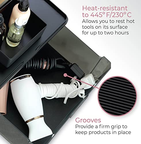 iDesign The Sarah Tanno Collection Heat-Resistant Silicone Mat for Cosmetic Drawer Organizers, Black