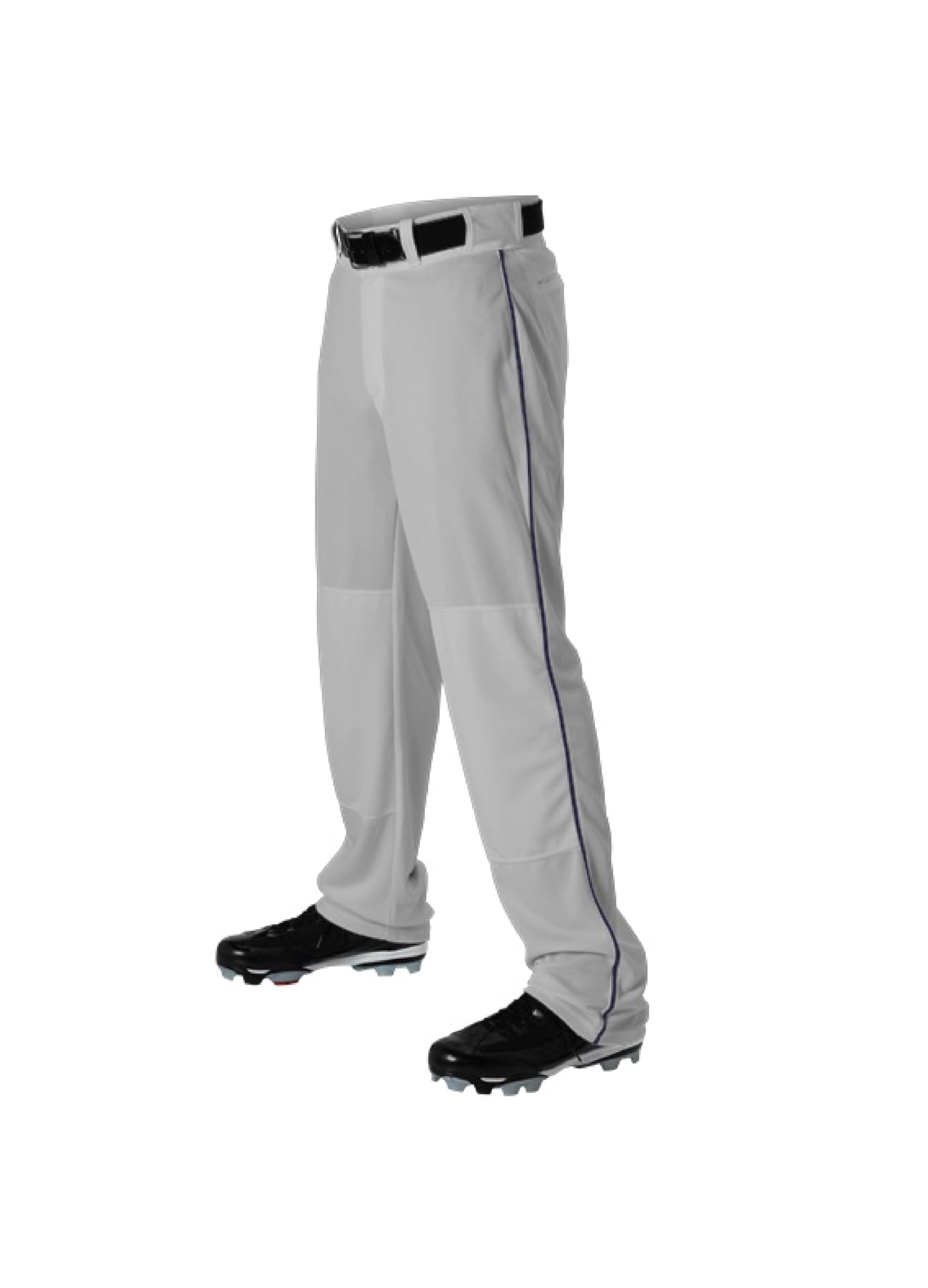 Alleson Athletic Boys Youth Baseball Pants with Braid, Grey/Navy, Medium
