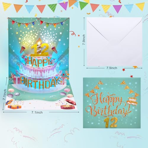 70th Musical Birthday Cards, 3D Pop Up Blowable LIGHT Cake Happy Birthday Cards with Music and Cheers Sound, Popup Greeting Birthday Gifts Card for Women, Men, Mom, Father, Grandmother Turning 70 Years Old