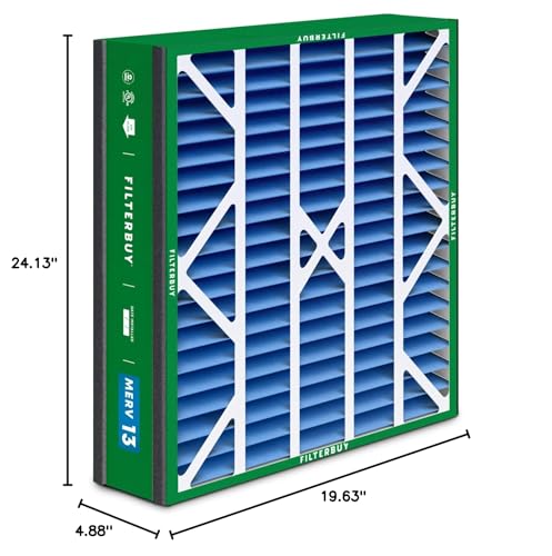 Filterbuy 20x25x5 Air Filter MERV 13 Optimal Defense (2-Pack), Pleated HVAC AC Furnace Air Filters for Trion Air Bear, Generalaire, Skuttle, and More (Actual Size: 19.63 x 24.13 x 4.88 Inches)