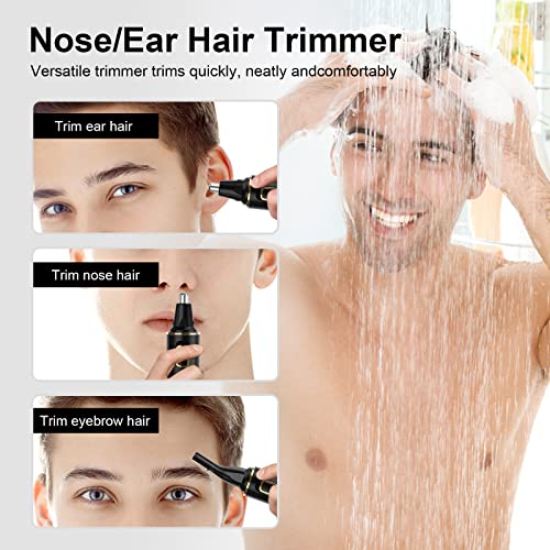 Ear and Nose Hair Trimmer-Rechargeable Nose Trimmer for Men and Women Professional Painless Nose Clipper Eyebrow & Facial Hair Trimmer-IPX7 Waterproof Dual Edge Blades for Easy Cleansing-Black