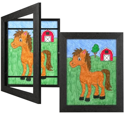 6 Pack Kids Art Frames Brown, 10x12.5 Child Artwork Display Frame Without Mat Changeable Front Opening, 8.5x11 Frame With Mat, Children Storage Frame Hold 50pcs Craft, Drawing, Art Project, Schoolwork