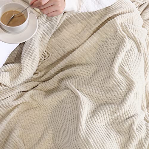 lifein Fall Throw Blanket for Couch-Soft Boho Bed Throw Blankets,Cozy Knitted Chenille Throw,Small Farmhouse Lightweight Blanket&Throw for Autumn,Woman,Bed,Chair,Sofa,Home Decor(Yellow/Gold,60 * 80")