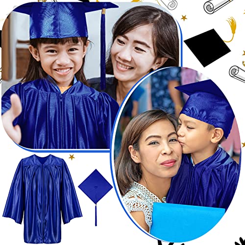 Leumoi 24 Pcs Kids Graduation Cap and Gown Tassel 2025 Graduation Costume Kindergarten Gown for Party(Small, Kids,Blue)