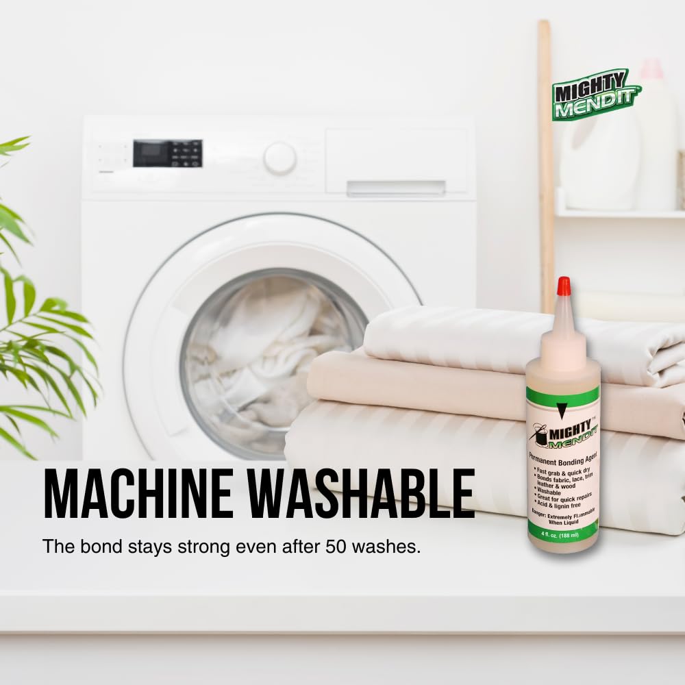 Mighty MENDIT™, Permanent Fabric Adhesive, Flexible Stretchable Washable, Clear, 4 oz, Plus Mighty GEMIT™, Embellishing Adhesive, 1 oz. Includes 50 Gems