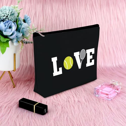 Tennis Gifts Makeup Bag Inspirational Gift for Tennis Player Birthday Gift for Women Cosmetic Bag Tennis Lover Gift Graduation Gift for Tennis Girl Travel Cosmetic Pouch Christmas Gift（Black）