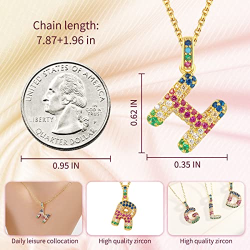 PinkSheep Initial Necklaces S925 Sterling Silver Cubic Zirconia Necklace for Teen Girls