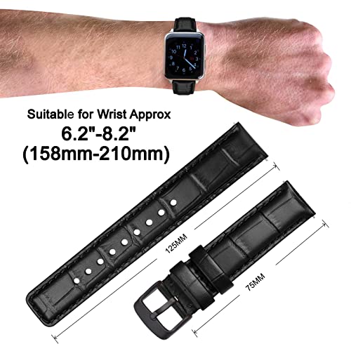 ANNEFIT Quick Release Leather Watch Bands 22mm, Alligator Grain Calfskin Replacement Strap, Stainless Steel Gold Buckle (Dark Brown)