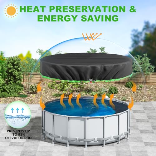 6 Ft Round Pool Cover - Solar Cover for Above Ground Pools with Winch and Cable, Heavy Duty Tear Resistant Solar Swimming Pool Cover, Winter Pool Cover Ideal for Waterproof and Dustproof