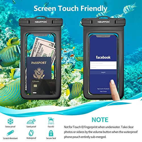 newppon Waterproof Cell Phone Pouch : 4 Pack Float Clear Cell Holder Protector with Lanyard - Universal Floatable Water Proof Dry Bag for iPhone Samsung Galaxy for Beach Swimming Pool