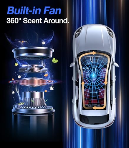 VICSEED AUTO On/Off Smart Car Air Freshener with Blue Ambient Light, Adjustable Concentration & 360°Scent Aroud Car Diffuser, 160ML Large Capacity for 6 Months Long-Lasting Use - Premium Cologne