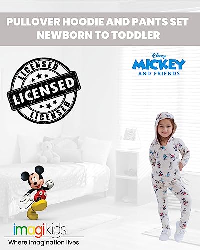 Disney Mickey Mouse Pluto Donald Duck Newborn Baby Boys Pullover Hoodie and Pants Outfit Set White Newborn