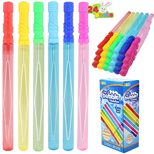 JOYIN 24 Pack 14.6’’ Big Bubble Wands Bulk (2 Dozen) for Summer Toy, Outdoor/Indoor Activity Use, Easter, Bubbles Party Favors Supplies for Kids