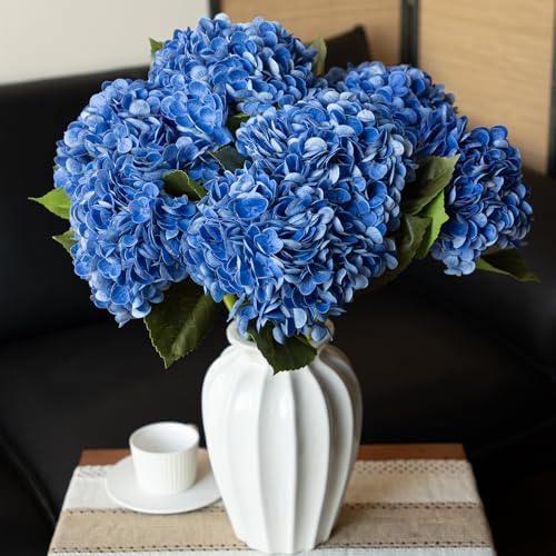 DUYONE 3PCS 22 inch Realistic Artificial Hydrangea Large Real Touch Flowers Artificial Flowers Dry Flowers Outdoor Wedding Christmas Office Family Party Living Room Table Decoration (Pink)