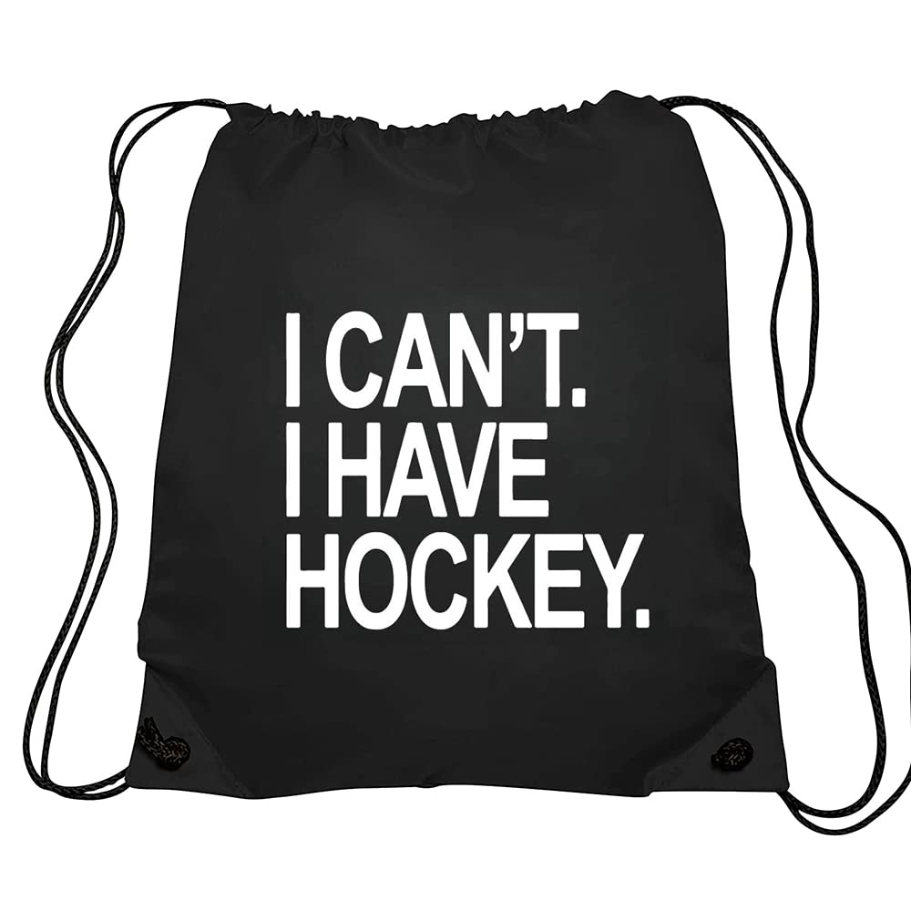 Haizct I Can't I Have Hockey Backpack, Gifts for Hockey Fans, hockey player Gift, Unisex Drawstring Backpack Bag for Gym Shopping Sport Yoga Dance Rehearsa