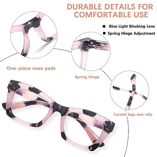 SIGVAN 6 Pack Oprah Style Reading Glasses Blue Light Blocking Square Computer Spring Hinge Readers for Women (6 Mix-5, 3.5, multiplier_x)