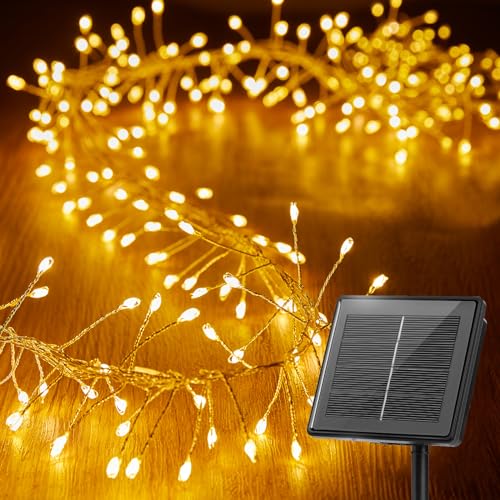 Brightown Orange Lights, 9.8Ft 120 LED Solar Fairy Lights, Halloween Lights Outdoor with 8 Modes, Waterproof Twinkle Fall Lights for Patio Yard Trees Party, Black Wire