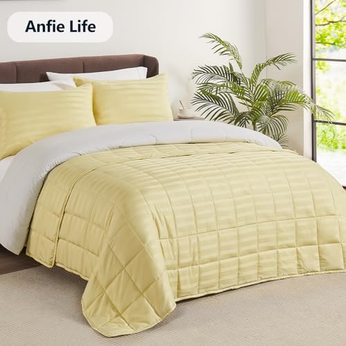 anfie Weighted Blanket (36"x48" 5lbs) Weighted Blanket Cooling Blanket for Sleeping,Throw Size Breathable Blanket with Premium Glass Bead(Beige)