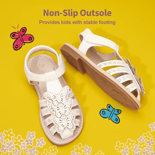 DREAM PAIRS Girls Sandals Closed-Toe Sandals with Interchangeable DIY Flower Dress Summer Shoes Toddler/Little Kid,Size 1 Little Kid,Pink,SDSD2310K