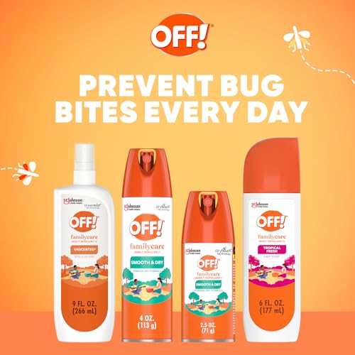 OFF! Family Care Insect & Mosquito Repellent Spritz, Bug Spray Containing 7% DEET, Unscented Repellent with Aloe Vera Protects Against Mosquitoes, 9 Oz