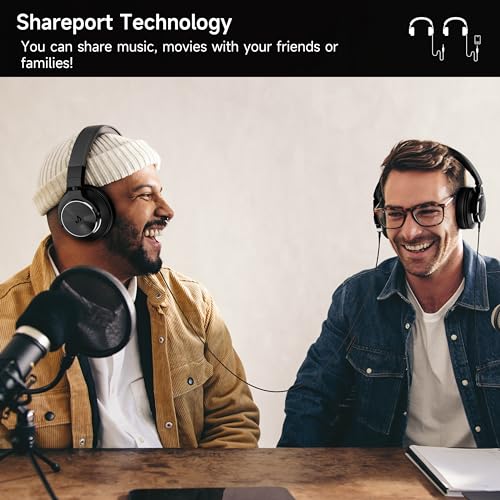 Rumoon Wired Over Ear Headphones, Studio Monitor & Mixing DJ Headphones with 50mm Neodymium Drivers and 1/4 to 3.5mm Jack for Guitar AMP Podcast Piano Keyboard (Black)