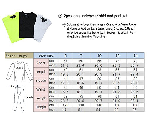 LANBAOSI Boys & Girls Long Sleeve Compression Shirts and Pant 2 PCS Set, Black, 5