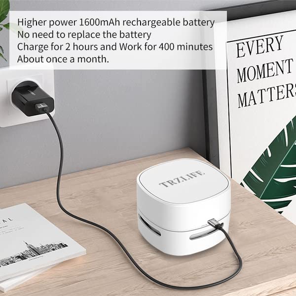 TRZLIFE Desk Vacuum Cleaner, Rechargeable and Durable Mini Table Vacuum Cleaner Must-Have Office Desk Accessory Sucks up Tiny Items and Crumbs from Desktop Drawer Countertop Ideal as a Holiday Gift