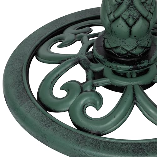 Alpine Corporation - TEC106 Outdoor Floor 3-Tiered Pedestal Water Fountain and Birdbath, Pedestal Waterfall Fountain, 35", Green - Relaxing Water Feature for Garden, Patio, Deck, or Yard