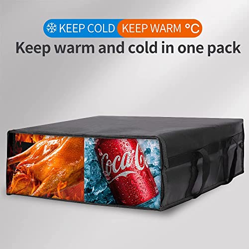 Bodaon Insulated Pizza Delivery Bag, 24" x 24" x 14" Pizza Warmer Bags for Carry Hot, Doordash Bag, Food Warmers for Parties, Pizza Pack Insulation, Pizza Carrier for Door Dash/Grubhub, Black, 1-Pack