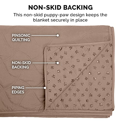 Furhaven Waterproof & Non-Slip King Size Mattress Cover Protector for Dogs & Cats, Washable, For Beds, Couches, & Car Seats - Quilted Twill Blanket Mattress Cover - Brownstone, Jumbo/King Size
