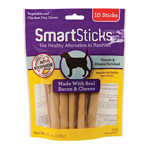 SmartBones SmartSticks, Treat Your Dog to a Rawhide-Free Chew Made With Real Bacon and Cheese, 10 count