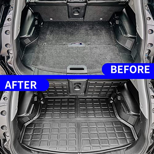 Rongtaod Cargo Mat Compatible with 2014-2020 Nissan Rogue Trunk Mat Cargo Liner All Weather Back Seat Cover Protector 2019 Rogue Accessories (Backrest Mats+Trunk Mat)