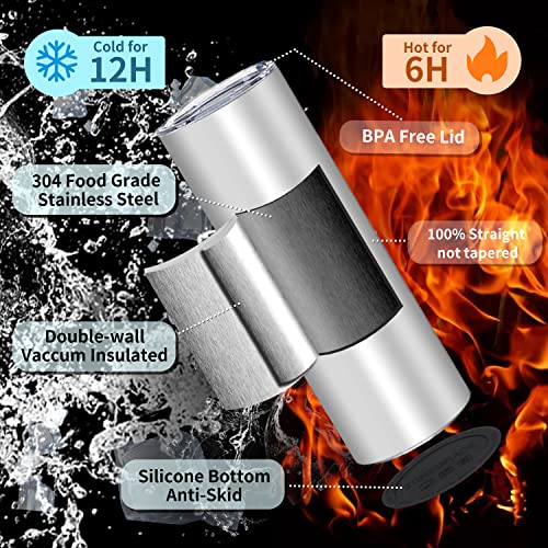 ZONEGRACE Sublimation Tumblers bulk 20 oz Fatty type, 20 Pack Stainless Steel Double Wall Insulated Straight Cup Blank White with Lid, Straw,Polymer Coating for Heat Transfer