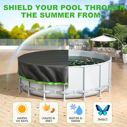 6 Ft Round Pool Cover - Solar Cover for Above Ground Pools with Winch and Cable, Heavy Duty Tear Resistant Solar Swimming Pool Cover, Winter Pool Cover Ideal for Waterproof and Dustproof