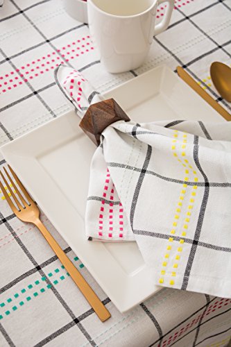 DII Cotton Plaid Napkin Set Machine Washable, 20x20, Butcher Block, 6 Count