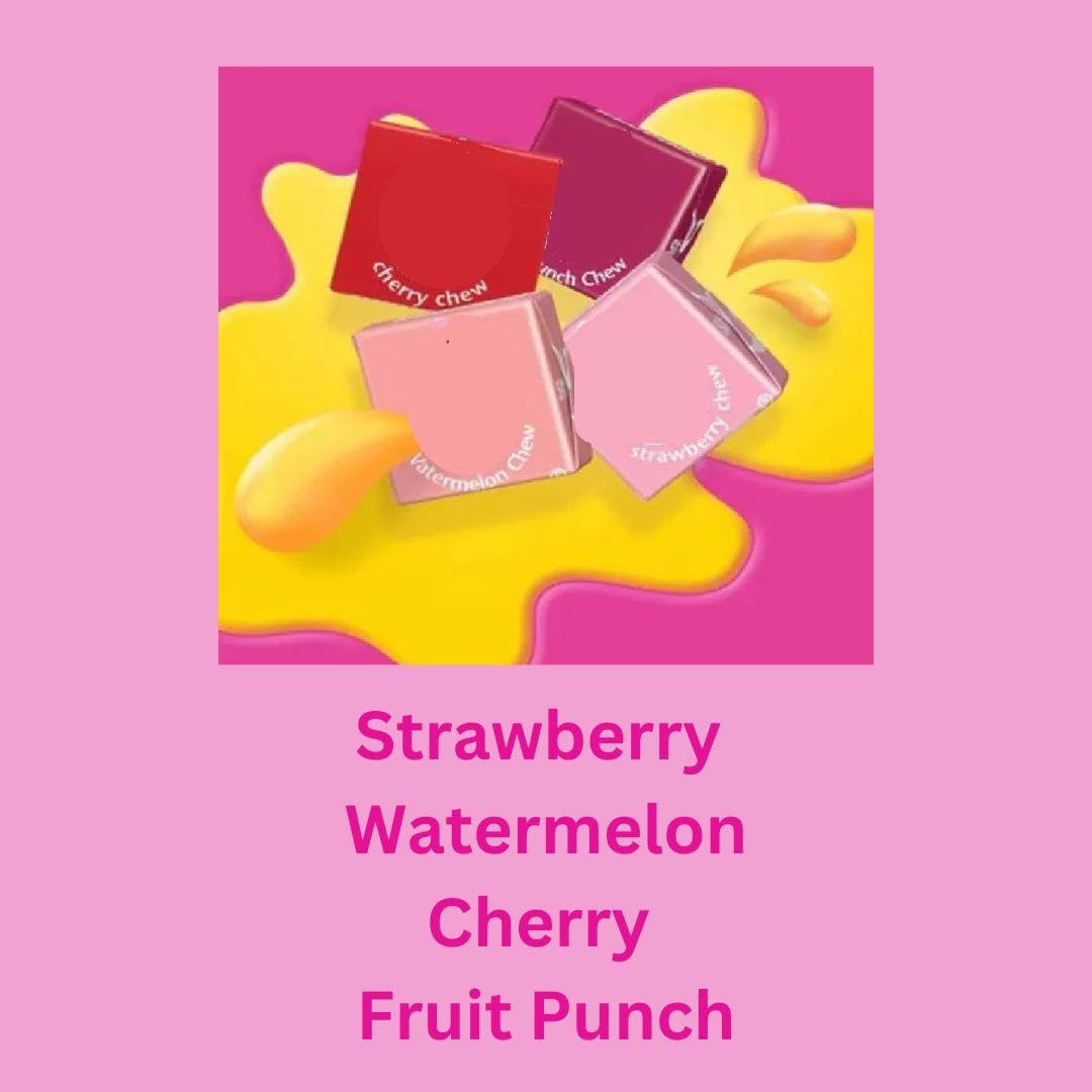 Favorite Red Fruit Chews Candy, Wrapped, Bulk, 5 Lbs., Strawberry, Fruit Punch, Watermelon & Cherry. Great for Movie & Game Nights, Gifts, Snacks and More!