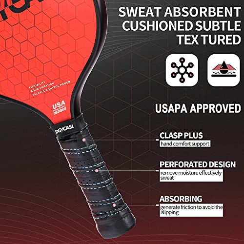 YC DGYCASI Graphite Pickleball Paddles Set of 4, 2024 USAPA Approved, Carbon Fiber Surface (CHS), Polypropylene Lightweight Honeycomb Core, 3 Indoor 3 Outdoor Pickleball, 4 Replacement Soft Grip + Bag