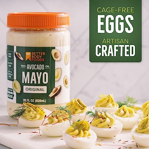 BetterBody Foods Avocado Oil Mayonnaise, Non-GMO Mayo Spread Made with Cage-Free Eggs, Paleo (28 Ounces)