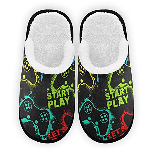 Umidedor Plaid Father BEAR Mens Slippers, Soft Memory Foam Non-Slip Indoor House Slippers Home Shoes for Bedroom Hotel Travel Spa