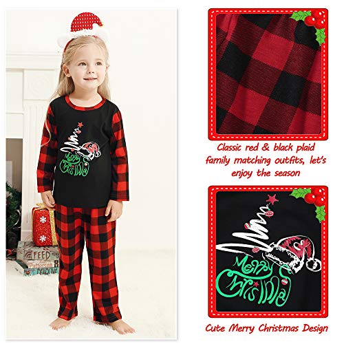 Matching Family Christmas Pajamas Holiday Cotton Pjs Set Plaid Merry Christmas Pjs Pants Xmas Jammies Sleepwear Pajamas for Kids Boys Girls 3-4T