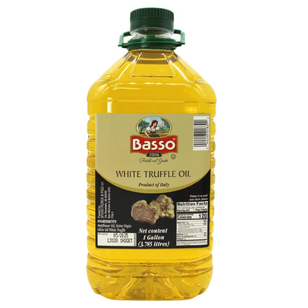 White Truffle Oil, Bulk, 1 Gallon (3.785 liters), Product of Italy, Non-GMO, Foodservice White Truffle Oil, Basso 1904