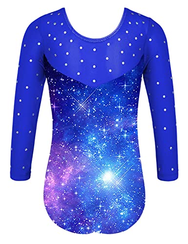 TFJH E Girls Gymnastic Leotards Practice Outfits 3/4 Sleeve Ballet DanceTumbling Wear 274 Orange Halloween 5A