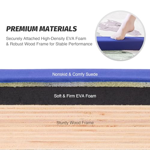 ZELUS 8ft. Folding Gymnastics Balance Beam, Floor Balance Beam w/Carry Handles Anti-Slip Base for Kids, Beginners & Professional Gymnasts (8 ft, Blue)