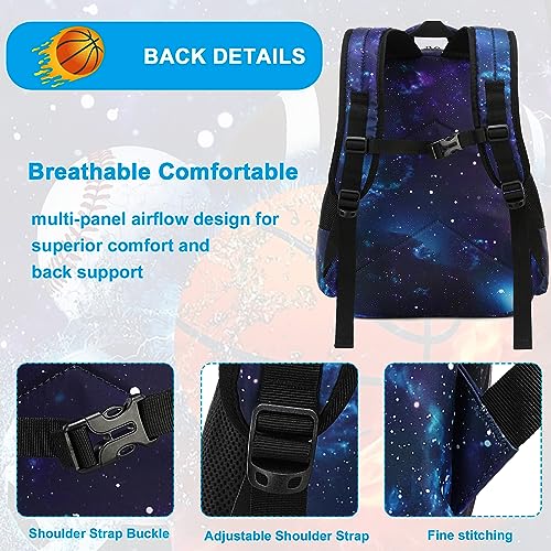 LEDAOU Kids Preschool Backpack Girls Kindergarten BookBag Elementary Waterproof Galaxy School Bag 7 Pockets with Chest Strap(Balls Starry Sky)