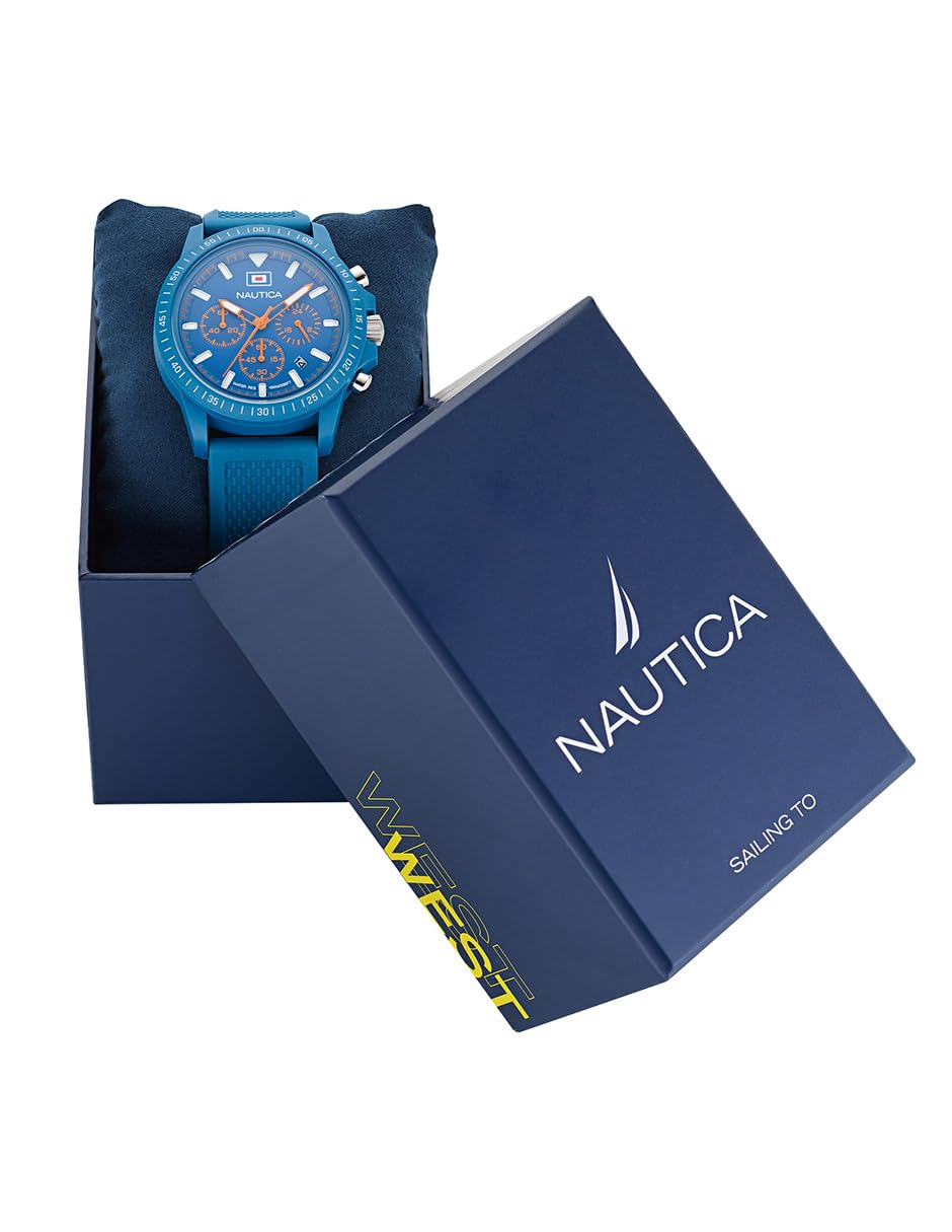 Nautica Men's Light Blue Wheat PU Fiber Strap Watch (Model: NAPNOS4S1)