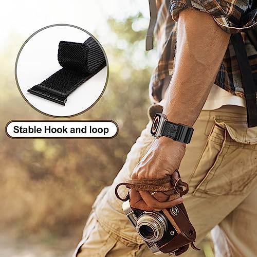 Rugged Nylon Band Compatible with Apple Watch Band 49mm 46mm 45mm 44mm 42mm,Soft Sport Loop Adjustable Wristbands Replacement Strap for Apple Watch Ultra iWatch Series 10/9/8/7/SE/6/5/4/3/2/1,Orange
