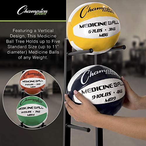 Champion Sports MBR1 Medicine Ball Tree Black, 14 Inch L X 11 Inch W X 52 Inch H
