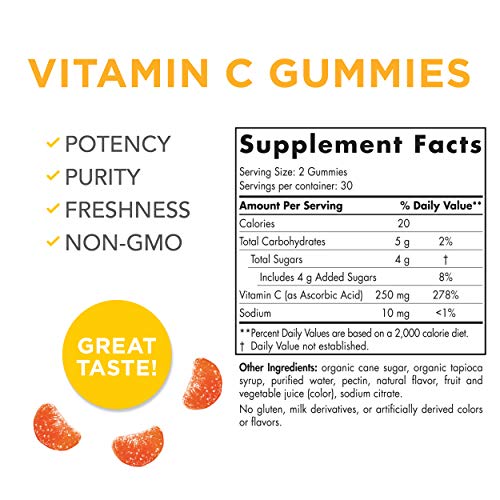 Nordic Naturals Vitamin C Gummies, Tart Tangerine - 60 Gummies - 250 mg Vitamin C - Immune Support, Antioxidant Protection, Child Growth & Development - Non-GMO, Vegan - 30 Servings