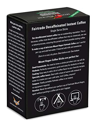 Mount Hagen 25 Count Single Serve Instant Decaf Coffee Packets - 1 Pack | Decaffeinated Organic Medium Roast Arabica Beans | Eco-friendly, Fair-Trade [1 x 25 sticks/1.76oz/50g]